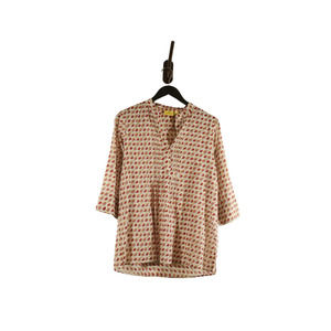 Roberta Roller Rabbit Pleated Multicolor Geometric Tunic S Kurta Top Coverup